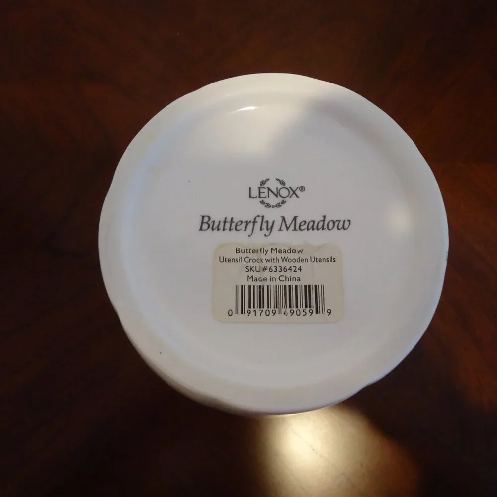 Lenox Butterfly Meadow Utensil Crock w/Wooden Spoons